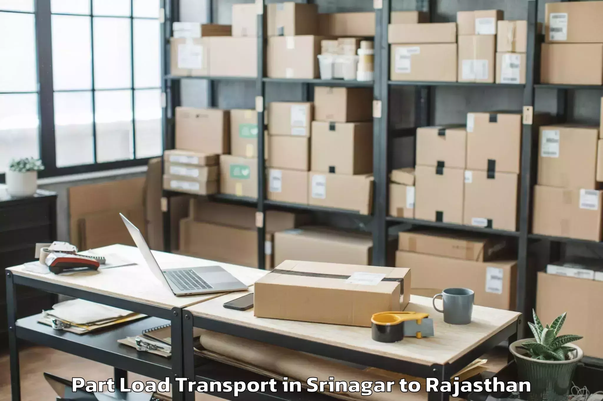 Affordable Srinagar to Raffles University Neemrana Part Load Transport